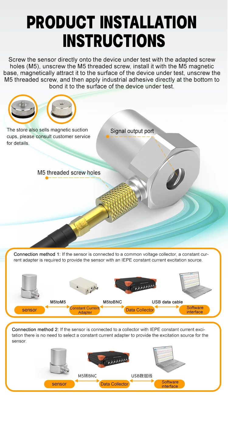 JSDEC0005B Factory Outlet Built-In IC Preamplifier Simplify Measurement System IEPE/ICP Type Stainless Steel Velocity Sensor manufacture