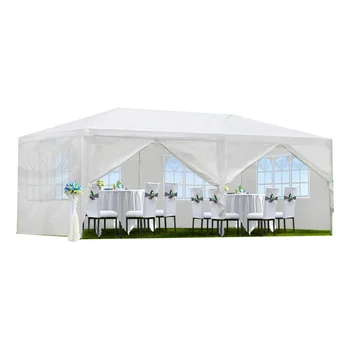 10 x 20 inch Wedding Party Canopy Tent Outdoor Gazebo with 6 Removable Sidewalls -White