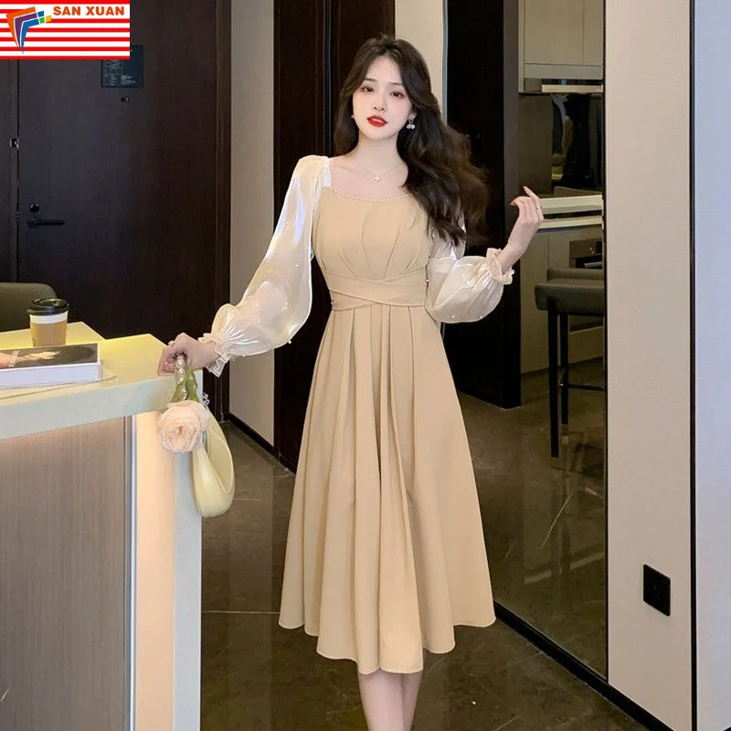 2023 Stock Ladies Women's Casual Korean Dresses Lady Elegant