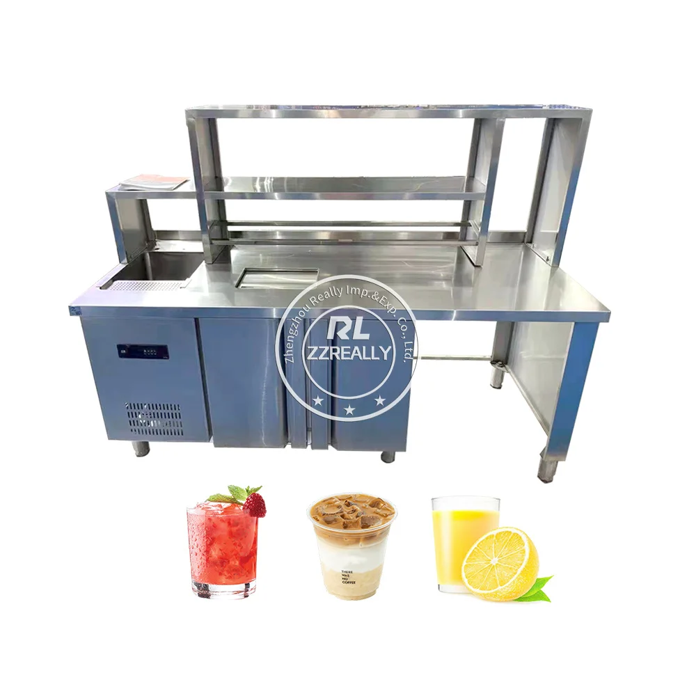 2025 Stainless Steel Cocktail Station with Drawer Fridge