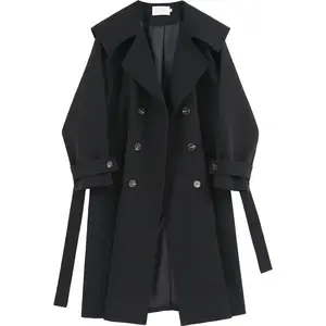 Kids Zip Design Trench Girls Outwears Double Collar  Warm Coat Women Long Teddy Coat