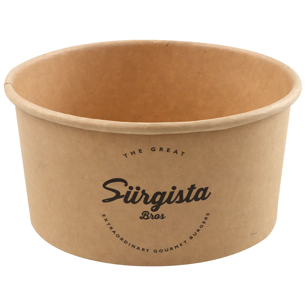 Custom disposable eco friendly fast food container biodegradable take away round shaped kraft paper salad bowls