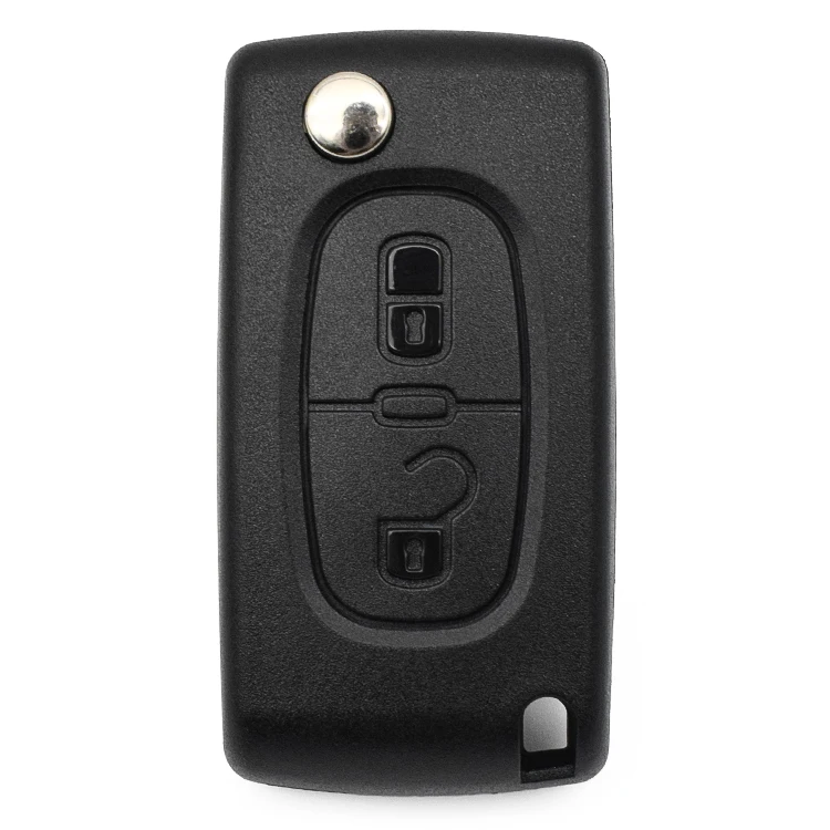2 Buttons Flip Key case CE0536 with Battery Holder for P-eugeot 207 307 308 407 607 807 HU83 Blade Key Blank with logo