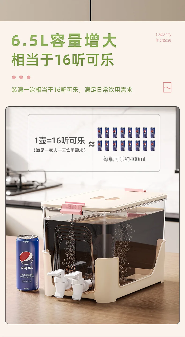 2024 Summer Large capacity Kitchen beverage storage container water kettle Drink Dispenser for Fridge