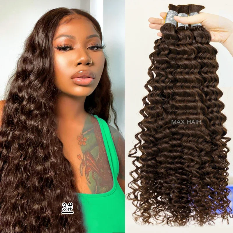 Deep Wave Mass Inimese juuksed punumiseks Extenciones De Cabello Natural Humano Weaving Töötlemata_voghion.com
