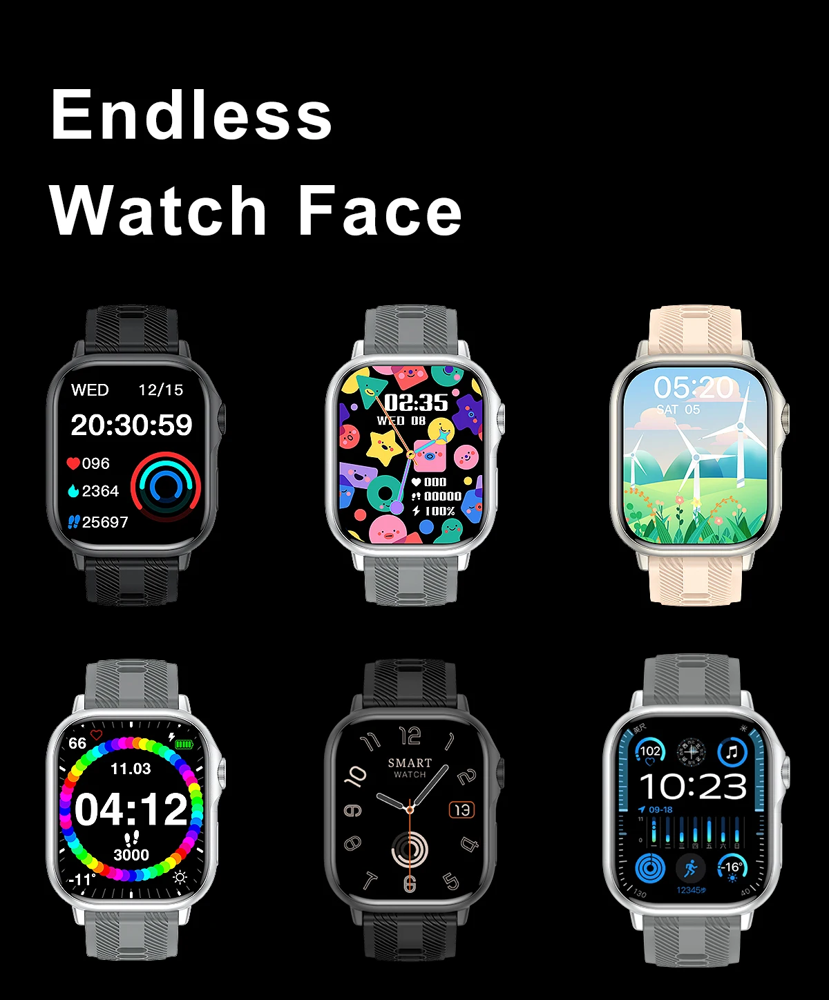 Full Touch BT Calling Waterproof Fashion Wrist Relojes Smart Watches Sports Pedometer Heart Rate Smartwatch for Men Women Kid