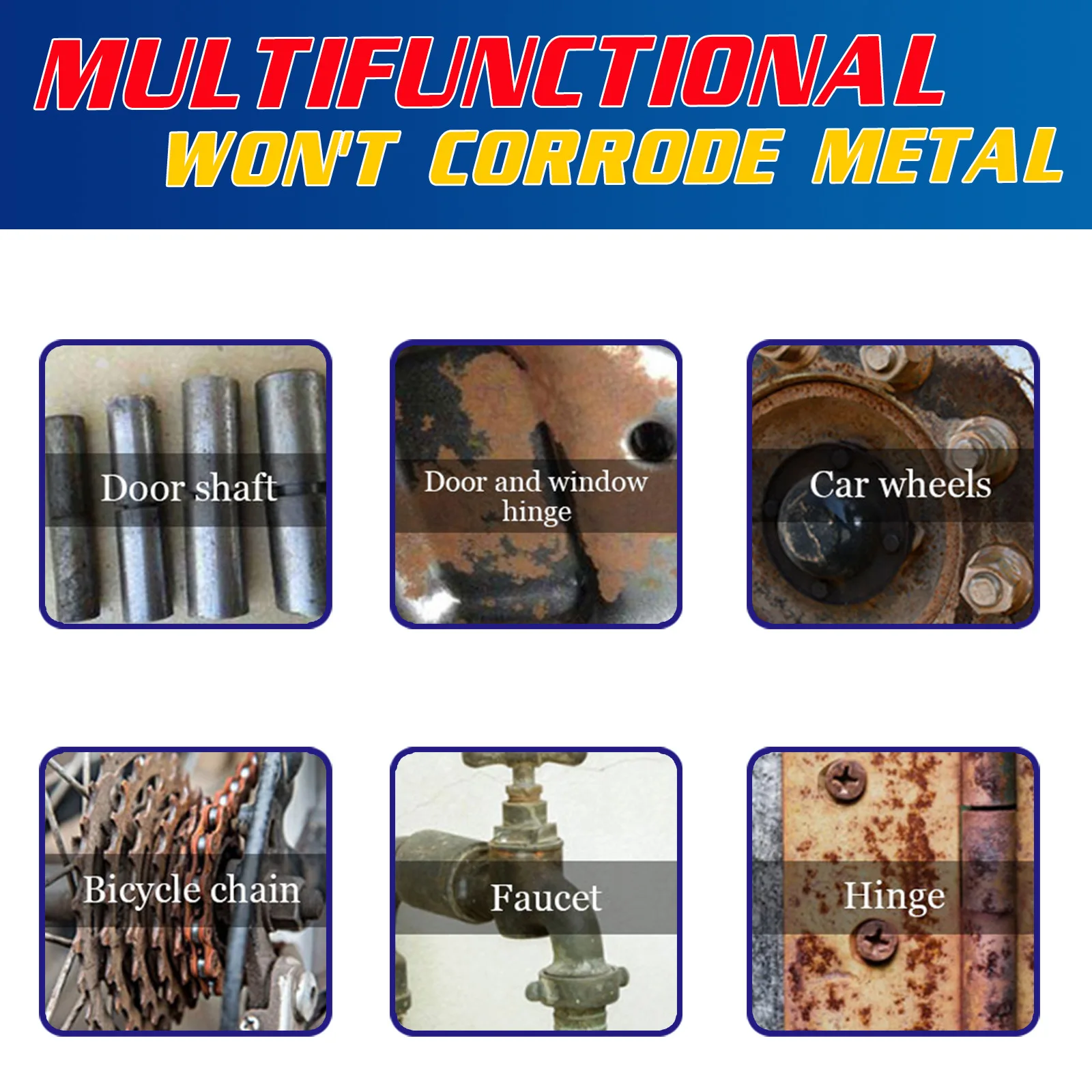 Car Rust Remover Multipurpose Rust Remover Spray Metal Surface Chrome Paint Car Maintenance