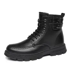 Myseker Ankle Shoes Black Men Half Boots Fashion Boy Boots Designer Flat Winter Boots 2021 Comfortable
