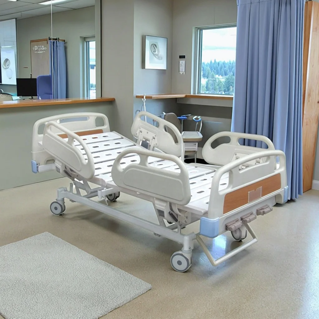 Adjustable Height Foldable Metal Hospital Bed Central Control Casters Hand Crank Infusion Multi-Function Modern Design Hotels 5