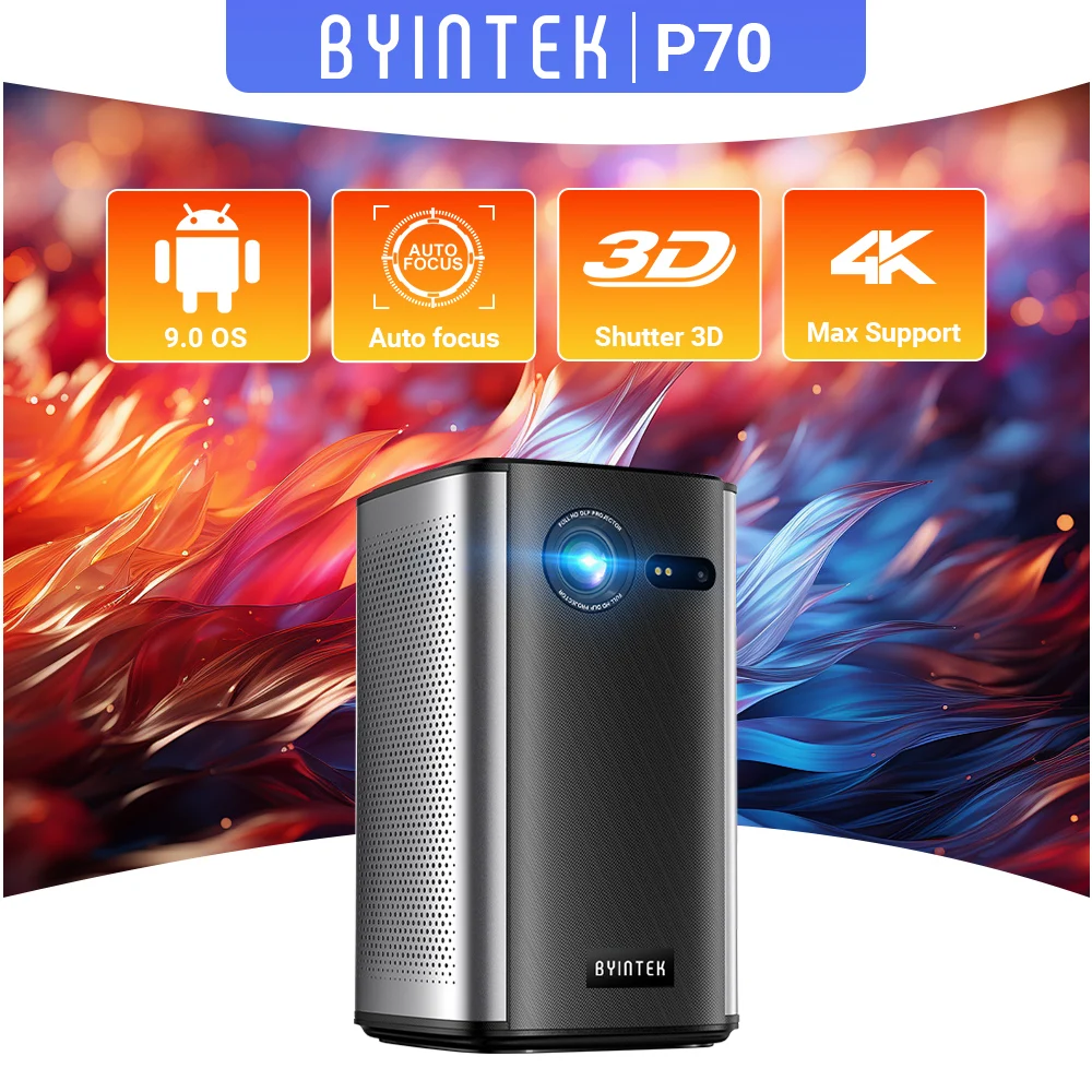 BYINTEK P70S 小型プロジェクター 4K対応 内蔵バッテリー BYINTEK P70 Projector 4K 1080P DLP Mini Portable Projector Home