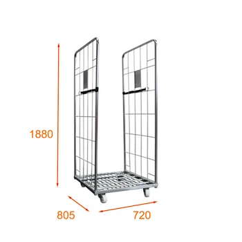 280x148mm Roll Cage Container 720x805mm Heavy/Duty Mesh H1880mm Foldable Light/Steel/Pallet 2 Sides for Storage