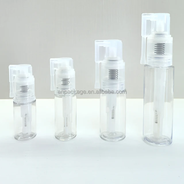 For Clear Powder Sprayer 14ml to 60ml Empty Plastic Bottles with Long Nozzle and Pump Sprayer Seal for Talcum Dry Shampoo