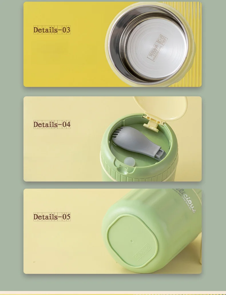 Factory Prices New Design Breakfast Cup Portable Soup Cup Children's Sealed Insulation Lunch Box  Thermos Cup With Spoon_21