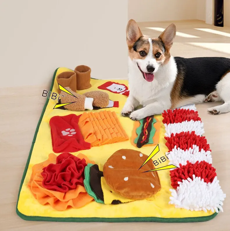 Funny Hamburger Adjustable Snuffle Mat Dog Pet Sniffing Feeding Mat Dog Puzzle details