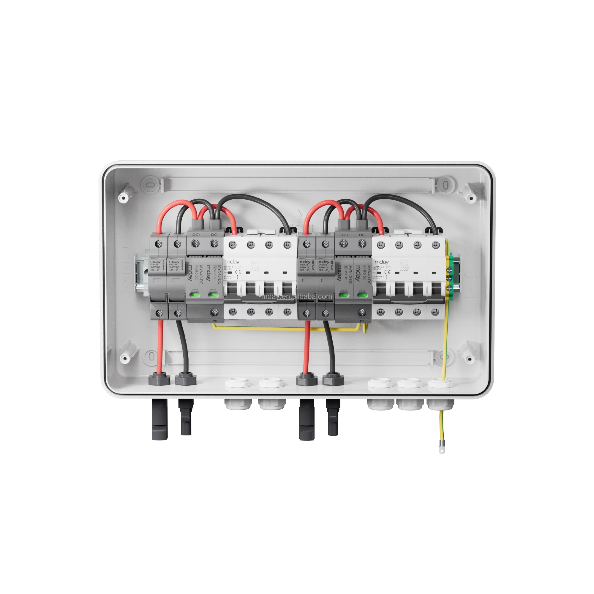 Mday 2 in 2 OUT DC1000V Solar PV Combiner Box 32A IP65 Waterproof for Solar Panel Array Systems