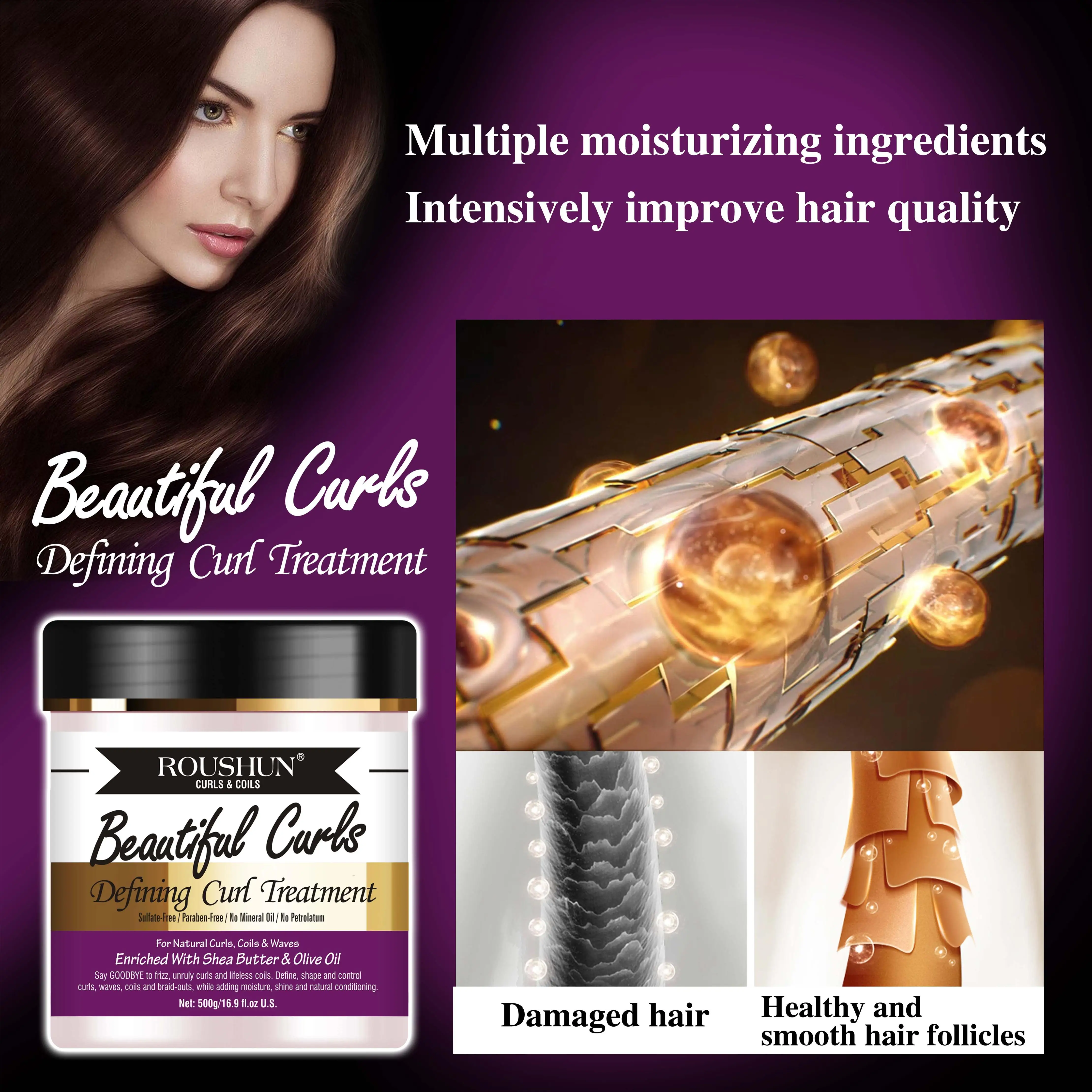 ROUSHUN New product Beautiful Curls Defining Curl Treatment 500g Hair Treatment