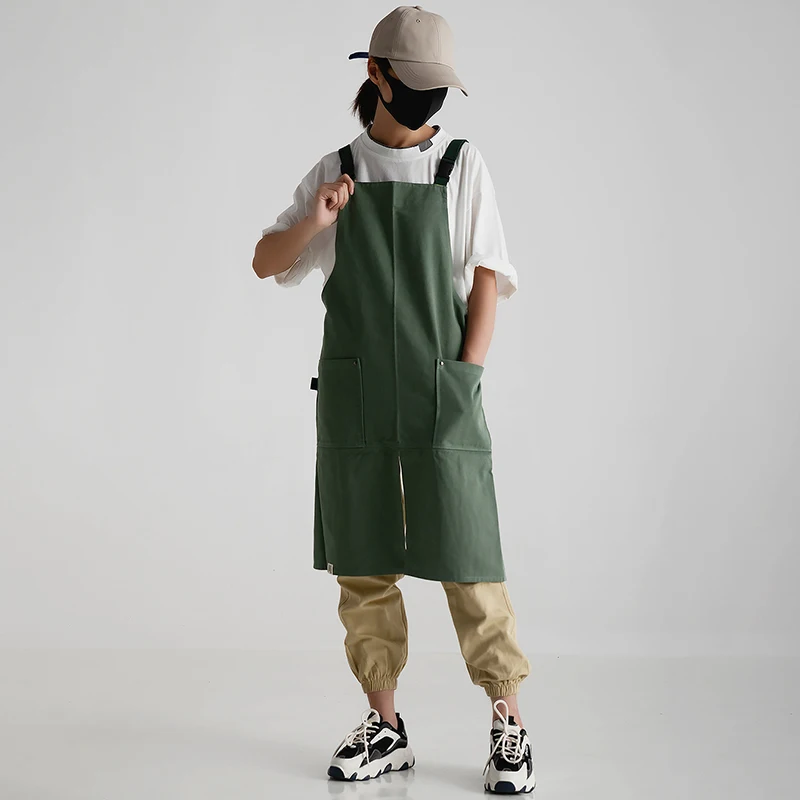 Florist Restaurant Canvas Apron Waterproof Coverall Work Clothes Bib Cotton Kitchen Printed logo Apron
