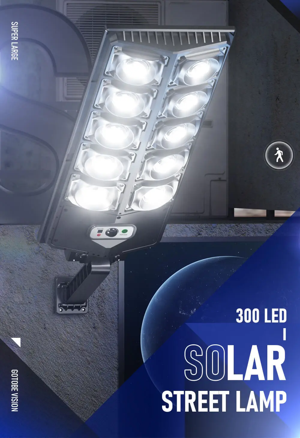 Solar Powered Strong Light Street Lamp for Outdoor Courtyard Lighting