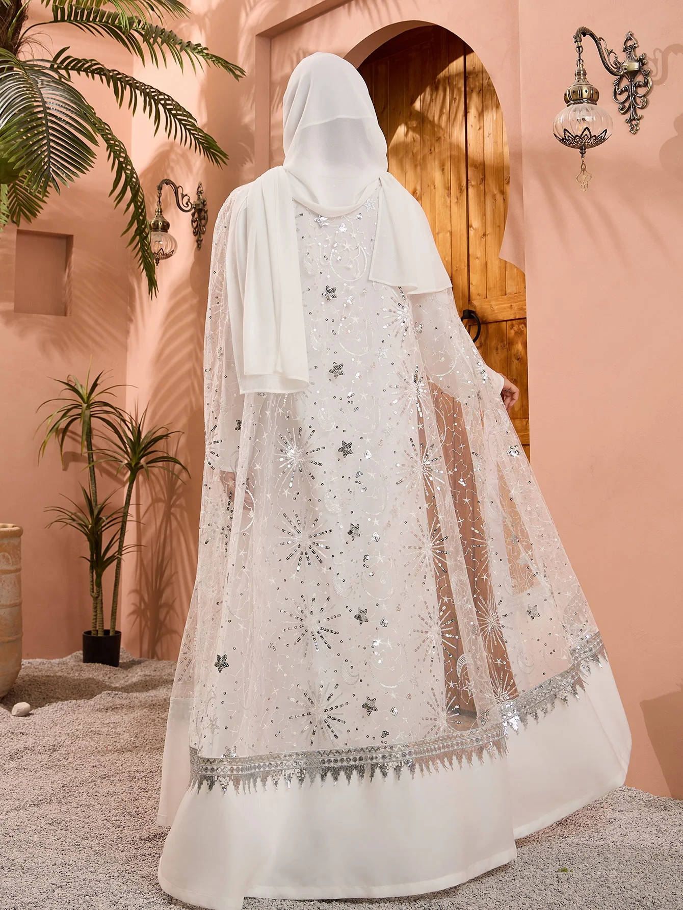 Muslim Luxury Lace Abaya 2 Pieces Set White Elegant Sequins Jalaibya Abaya  Dress Traditional Muslim Clothing Evening Gowns| Alibaba.com