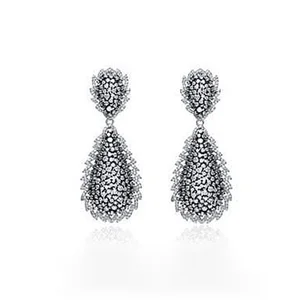 Keiyue 2026 New Arrival 925 Sterling Silver Rhodium Plated Cz Glitter Tear Drop Earrings for Women