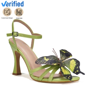 Women's Fashionable High-Heel Sandals with Butterfly Decoration Soft & Lightweight Comfortable for Summer