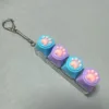 Four-button transparent shell - silicone cat paw blue-purple blue-purple