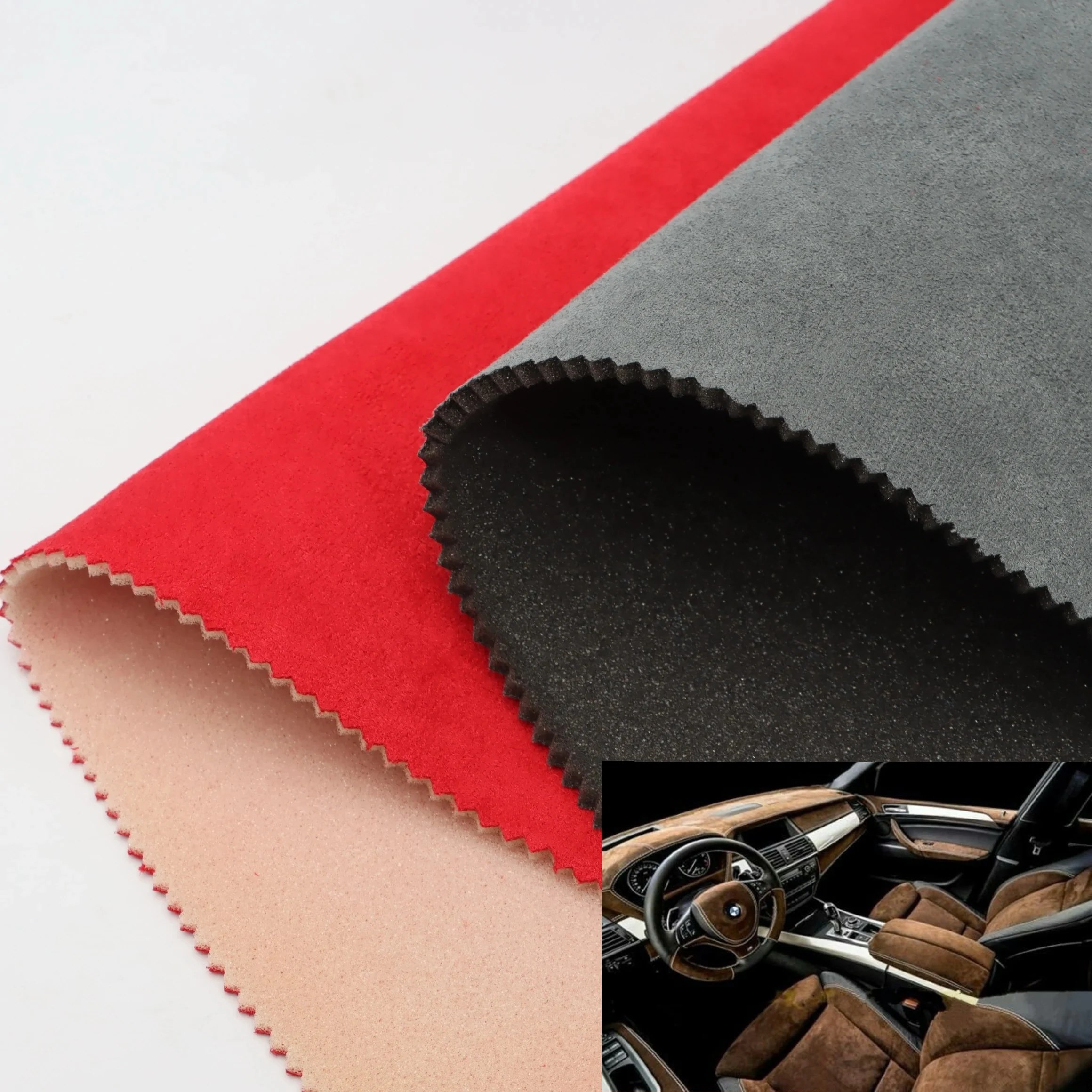 Excellent Environmental Premium Quality Suede Composite Car Seat Interiors Headliner Liners Foam Laminated Fabric Customized