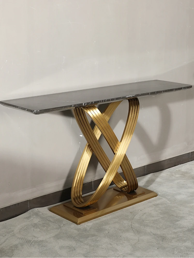 Modern Gold Metal Console Table With Customized Marble Top Use For