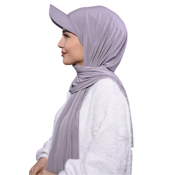 CCY Modest Malay Turkish Hijab Scarf Hat New Middle Eastern Islamic Muslim Women Hijab with Hat Instant Sports Hijabs