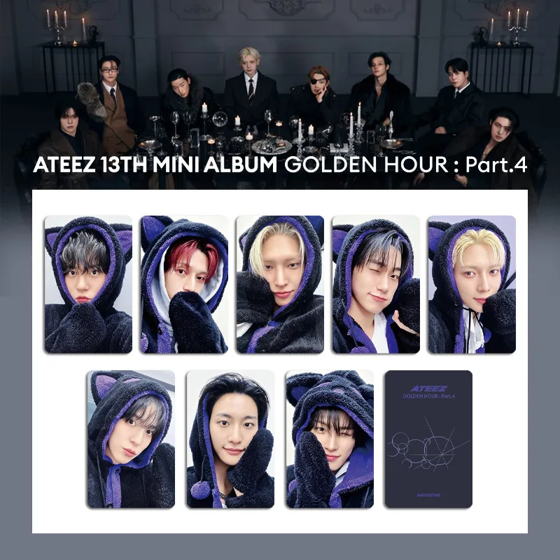 8Pcs KPOP ATEEZ GOLDEN HOUR Part.4 HD Photocards Double Sides