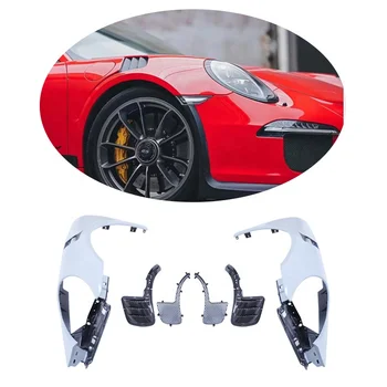 GT3 RS Style Side Fenders Half Dry Carbon Fiber +PP plastic front fender body kit for Porsche  991.1 991.2 Carrera Mud guards