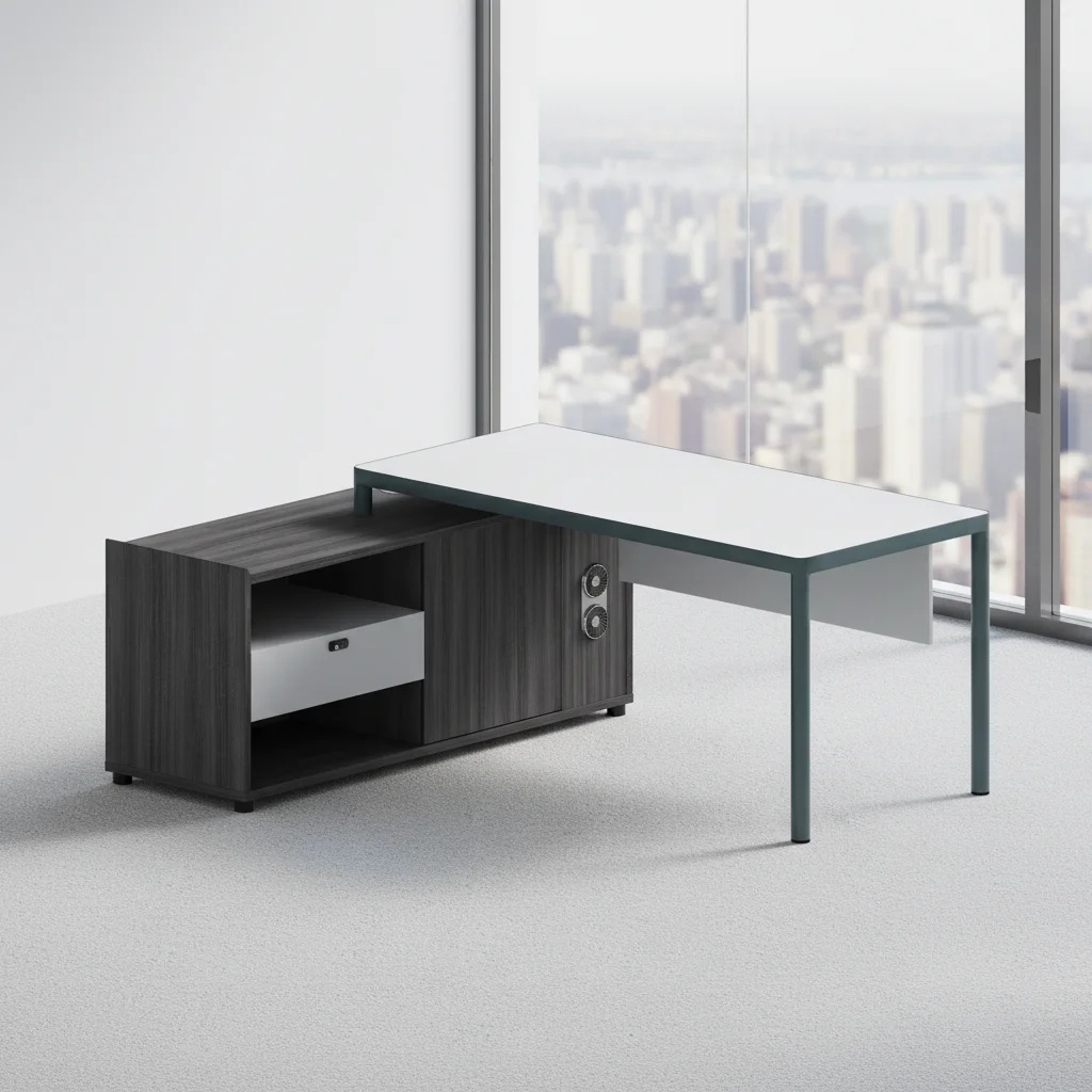 Premium Modern Executive Standing Desk Built-in Computer Host Space Adjustable Components Storage Cabinets Office Office 6