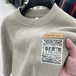 High Goods Silk Crewneck Sweater Men's Autumn Standard Pullover Base Shirt Top Anti-Wrinkle Geometric Pattern