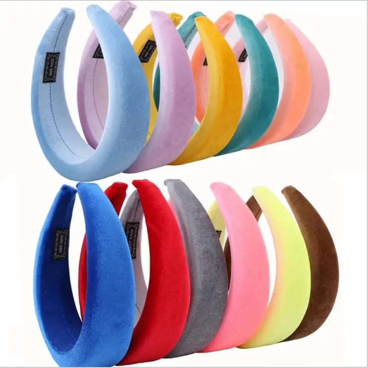 Женский широкий обруч для волос винтажный ярких цветов из губчатого бархата вечеринки