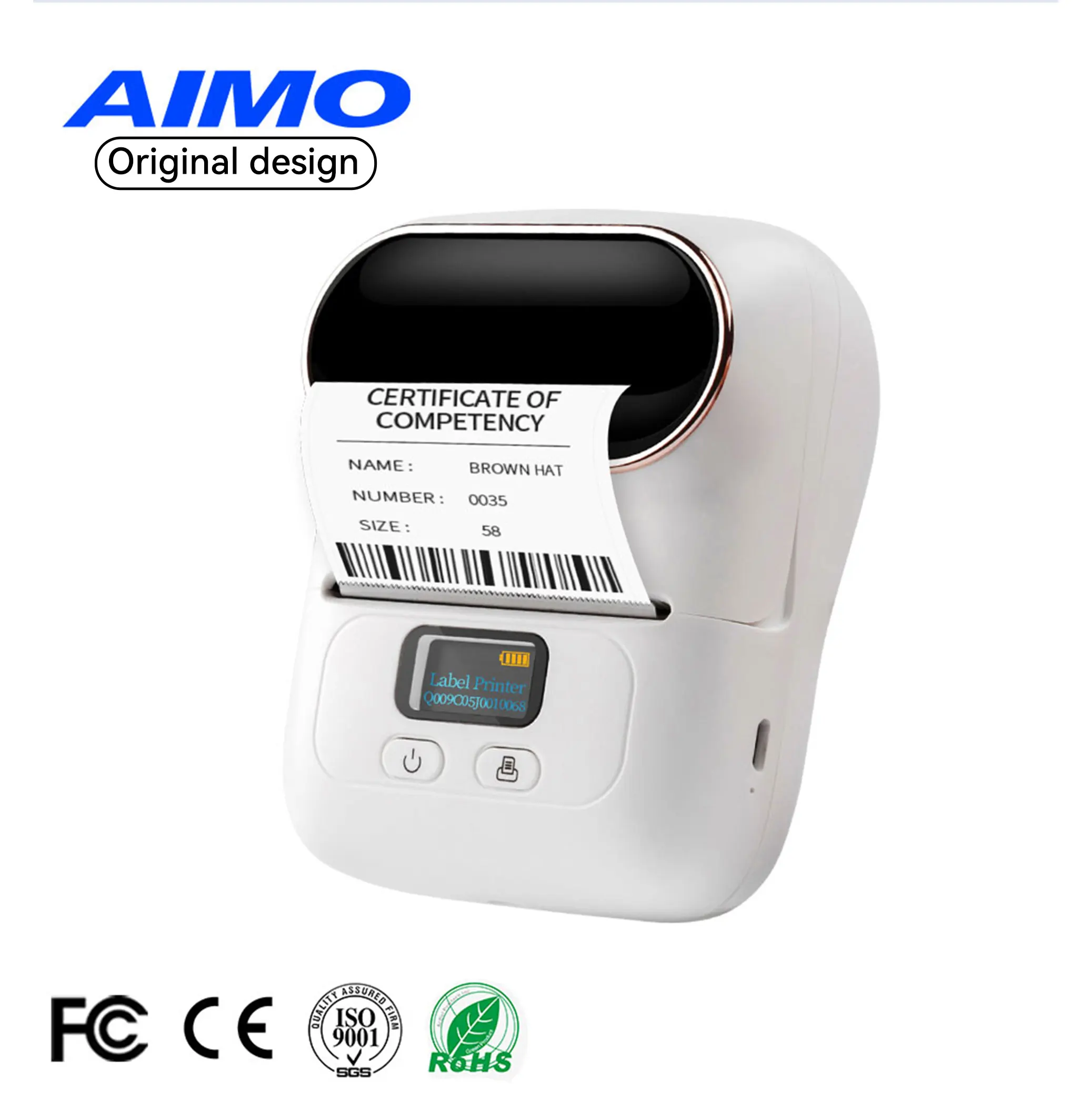 AIMO Original Design M220 Label Printer Impresora Impresora Portatil De Blue tooth Barcodes QR Codes Tag Mini Printer