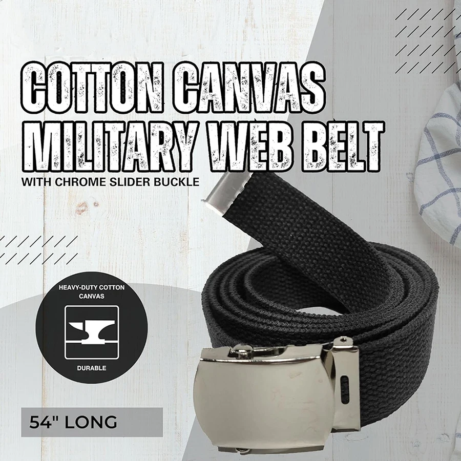 Wholesale Adjustable Training Web Belt Wear-resistant Multifunctional Cotton Canvas Color Webbed Tactical Belt