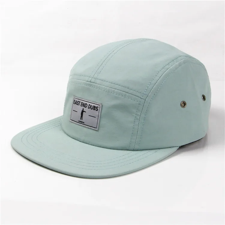 Flat Bill Camp Blank Nylon 5 Panel Cap 