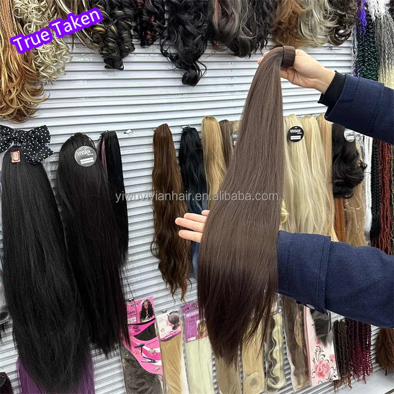 Vivian Top Synthetic Yaki Velcroponytail Human Hair Hand Feel Clip