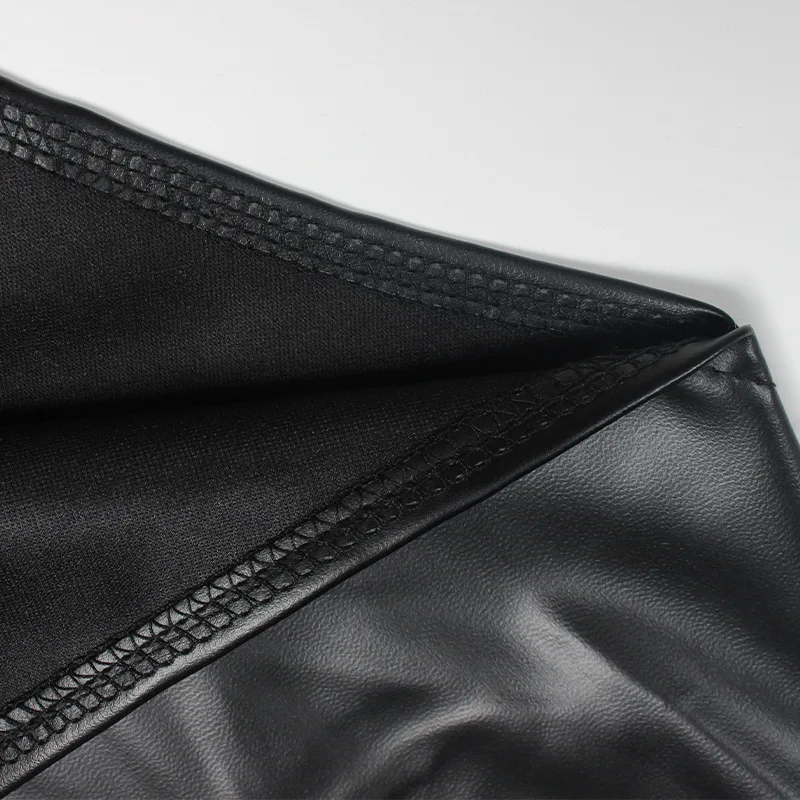 Fall PU Leather Black Party Sexy Dresses for Women Halter Backless Bandage Bodycon Dress Ladies Club Slit Midi Dress