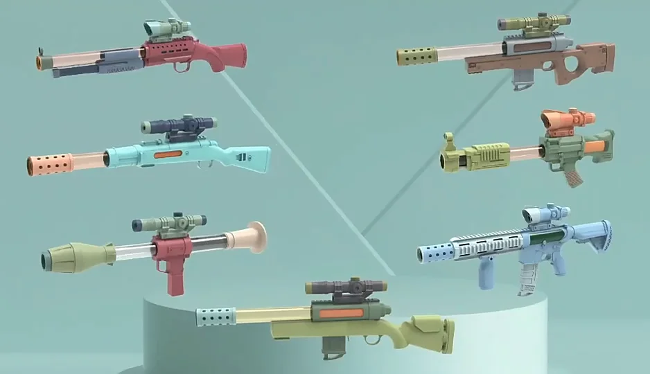 Foldable Pistol Manual Loading Plastic Toy Guns Kid Shooting Game Kids