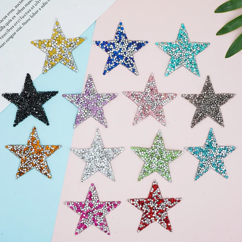 Free sample hotfix motif heat transfer rhinestone flower iron on patches for bling decorations