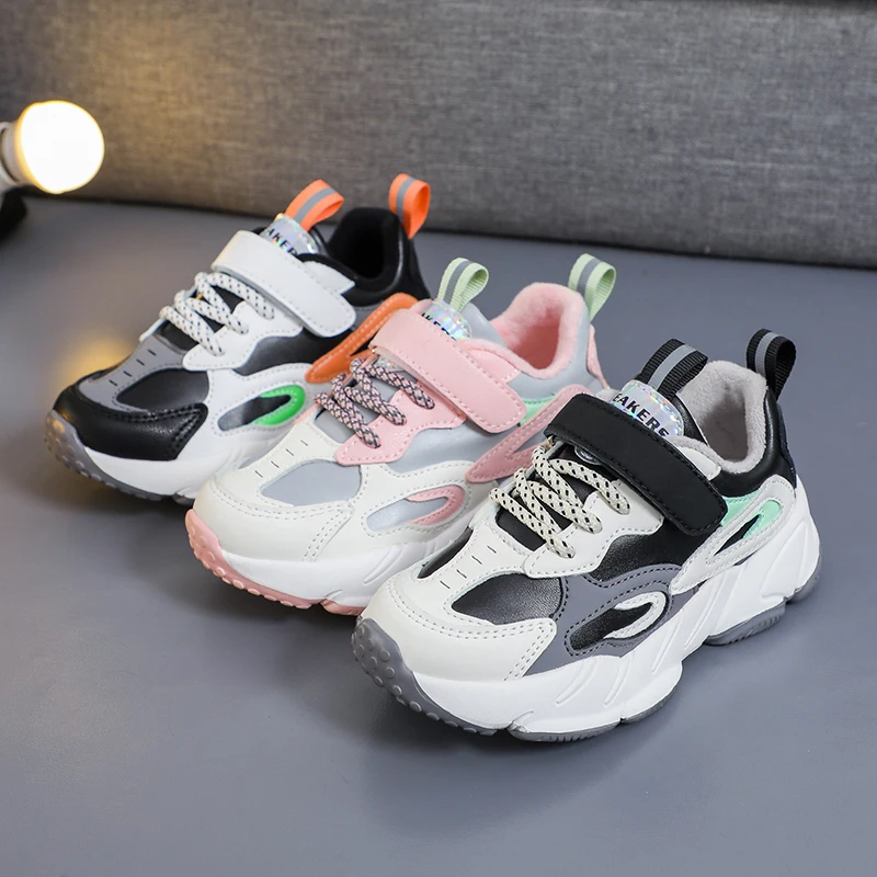 Модные кроссовки для мальчиков на шнуровке из ПУ кожи Oem