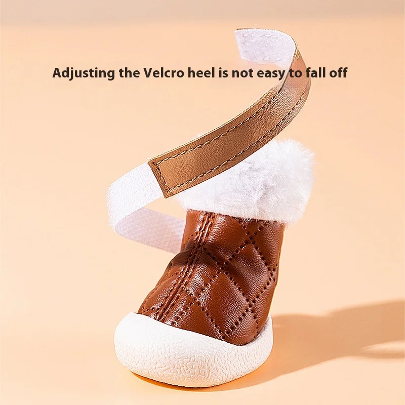 Customized OEM Dog Shoes Winter Dog Boots & Paw Protectors Waterproof Leather Plush Rugged Anti-Slip Dog Sneaker Pet Shoes