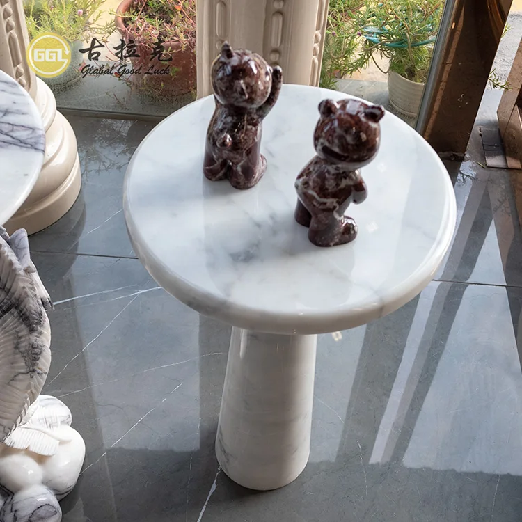 Natural Carrara White Marble Countertops Vanity Tops & Table Tops End Table with Elegant Design