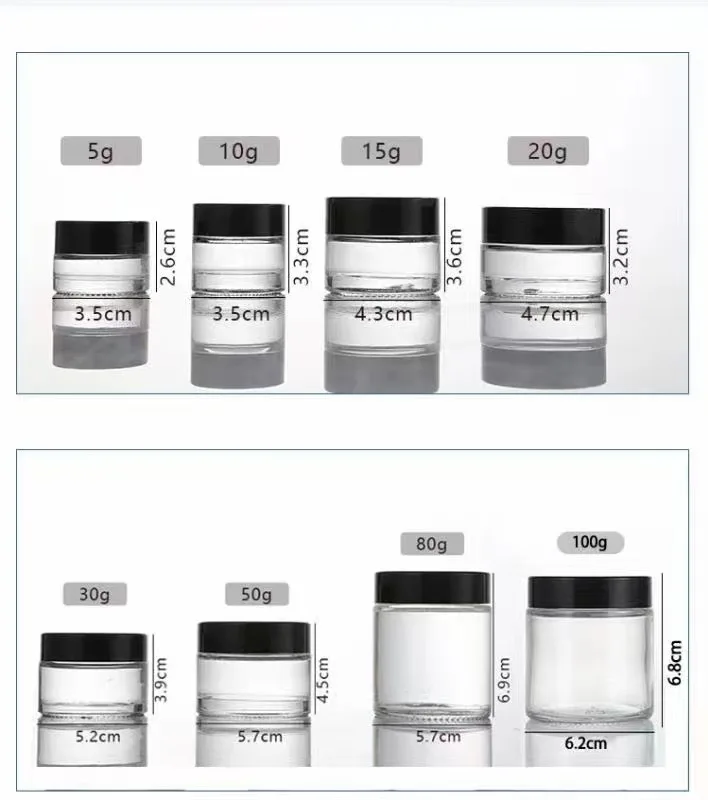 Custom 5ml 15ml 20ml 30ml 50ml 100ml Cosmetic Skin Care Cream Containers Empty Frosted Glass Jars manufacture