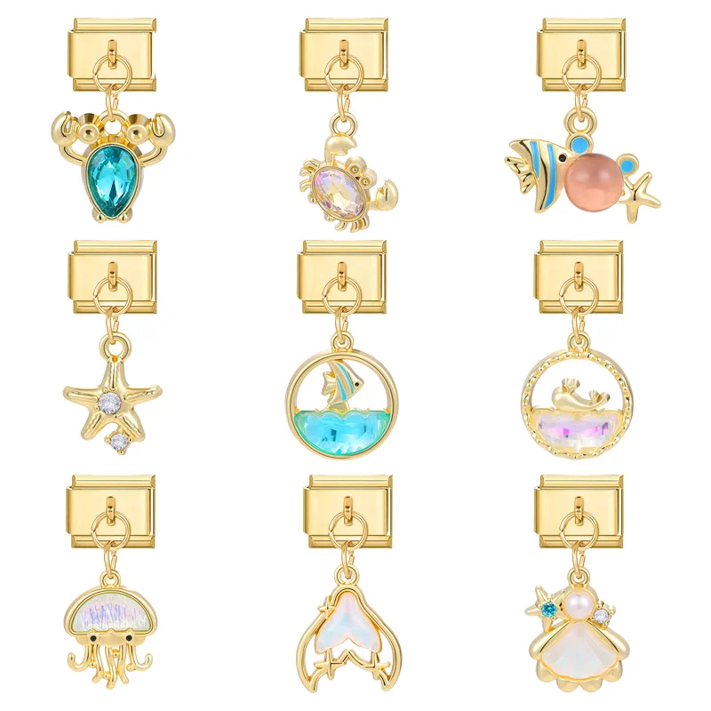 DIY Accessories Handmade Italian Modular Charms 18K Gold Plated Elastic Stainless Steel Bracelets Fashion Jewelry CUNYAN Unisex