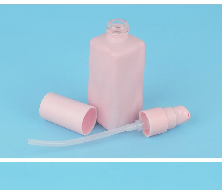 Wholesale pink luxury skincare packaging set empty lotion pump glass bottle and jar cosmetic cream bottle with plastic pump details