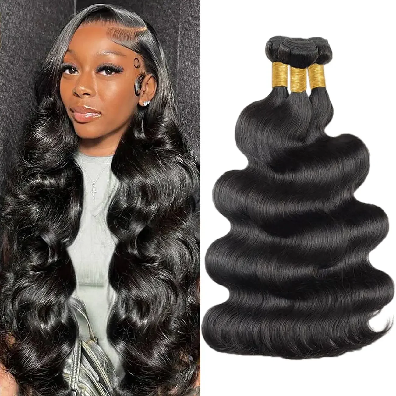 Bundle di capelli umani ondulati Remy Body Wave, bundle di capelli vergini brasiliani non trattati, colore naturale_voghion.com