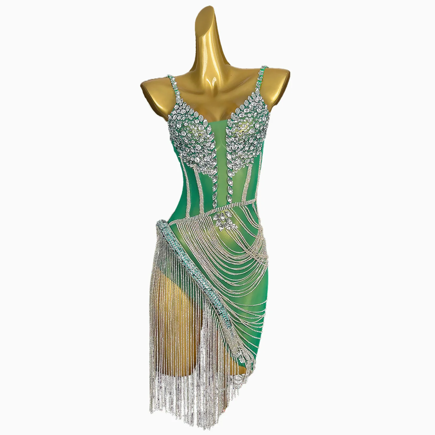 Luxury Crystal Tassel Birthday Sequin Cocktail Dress