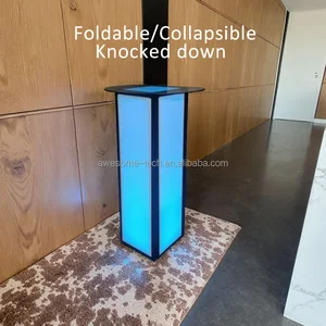 Foldable Contemporary Hotel Bar Table with LED Lighting 16 Colors Water Resistant Space-Saving Design